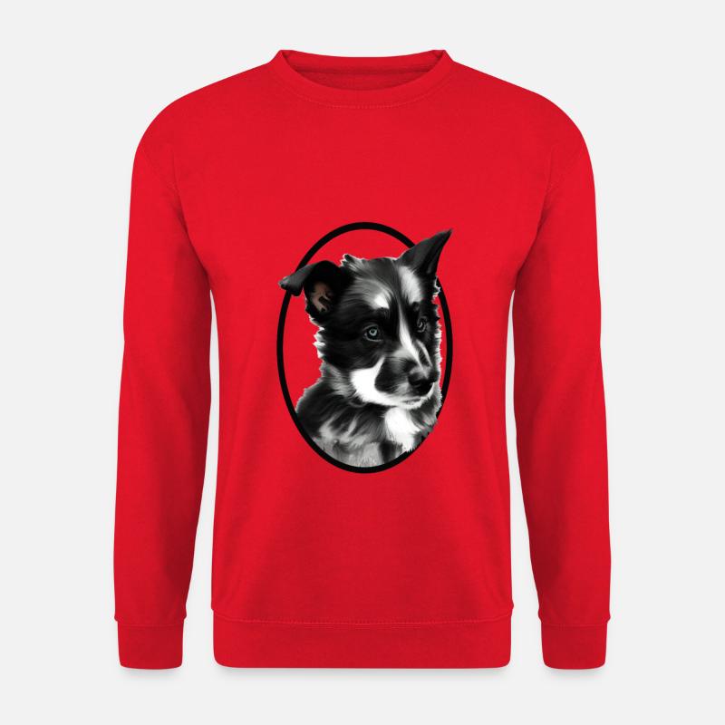 Schwarz-weißer Arbeitshund-Schäferhund - Unisex Pullover - Rot