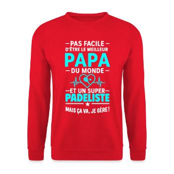 Herz + Padel – Super Dad Padel Spieler - Unisex Pullover - Rot - Vorne - Alina (178cm) & Michal (187cm)