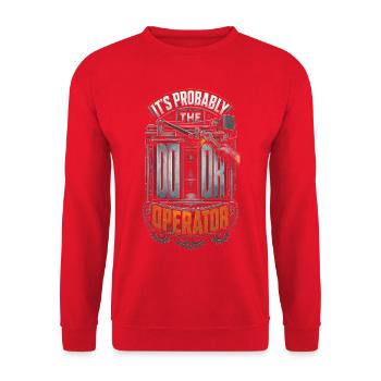 Aufzugsmonteur Its Probably The Door Operator - Unisex Pullover - Rot - Vorne - Alina (178cm) & Michal (187cm)