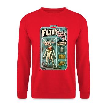 Schmutzige Kuh-Actionspielzeugverpackung - Unisex Pullover - Rot - Vorne - Alina (178cm) & Michal (187cm)