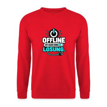Offline ist auch eine Lösung - Unisex Pullover - Rot - Vorne - Alina (178cm) & Michal (187cm)