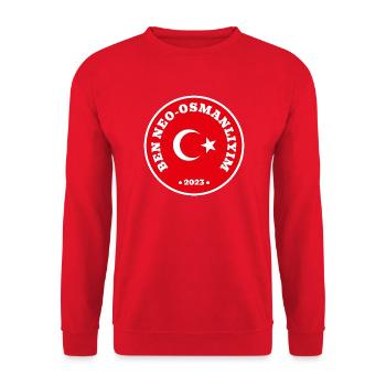 OSMANLI - BEN NEO-OSMANLIYIM - YENI BÜYÜK TÜRKIYE - Unisex Pullover - Rot - Vorne - Alina (178cm) & Michal (187cm)