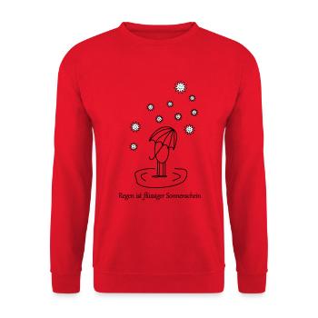 Regen ist flüssiger Sonnenschein farbig - Unisex Pullover - Rot - Vorne - Alina (178cm) & Michal (187cm)