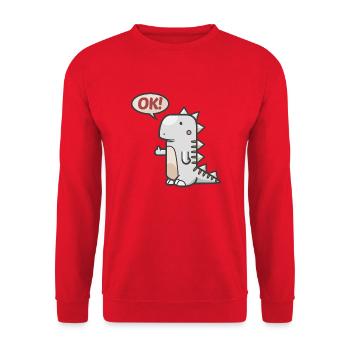 Dinosaur - Unisex Sweatshirt - red - Front - Alina (178cm) & Michal (187cm)
