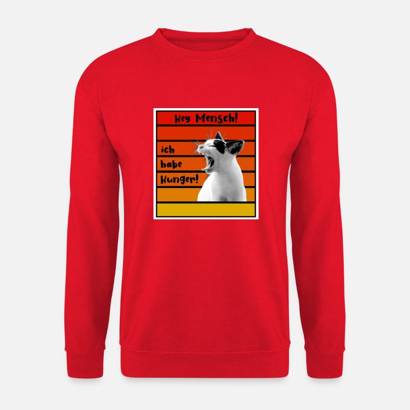 Hungry Cat Katze Katzenmotiv Catlove Katzenmama - Unisex Pullover - Rot