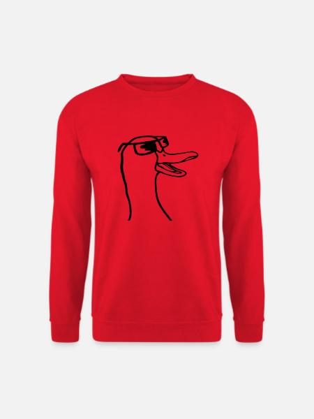 Cute Sunglasses Goose Comic - Unisex Sweatshirt - red