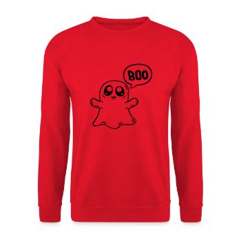 Geist Boo Angst einjagen - Unisex Pullover - Rot - Vorne - Alina (178cm) & Michal (187cm)