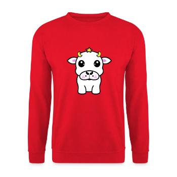 Kuh süß Tier Bauernhof Tiere lustig Kühe neu 24 - Unisex Pullover - Rot - Vorne - Alina (178cm) & Michal (187cm)