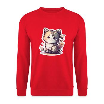 Adorable Cute Kitten - Unisex Sweatshirt - red - Front - Alina (178cm) & Michal (187cm)