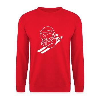 ski fahrer schneemann 01 - Unisex Pullover - Rot - Vorne - Alina (178cm) & Michal (187cm)