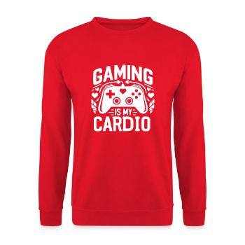 Gaming ist mein Cardio - Unisex Pullover - Rot - Vorne - Alina (178cm) & Michal (187cm)