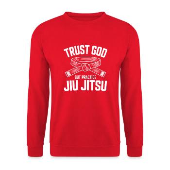 Experience discipline in grappling - Unisex Sweatshirt - red - Front - Alina (178cm) & Michal (187cm)