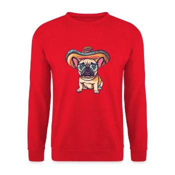 Buldog Français Chien Sombrero - Sweat-shirt Unisexe - rouge - Devant - Alina (178cm) & Michal (187cm)