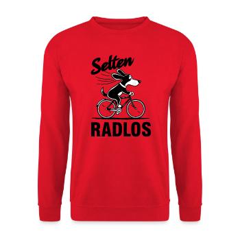 Rarement sans vélo - chien à vélo - Sweat-shirt Unisexe - rouge - Devant - Alina (178cm) & Michal (187cm)