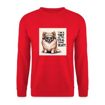Pomeranian Dog "I am a thief" - Unisex Sweatshirt - red - Front - Alina (178cm) & Michal (187cm)