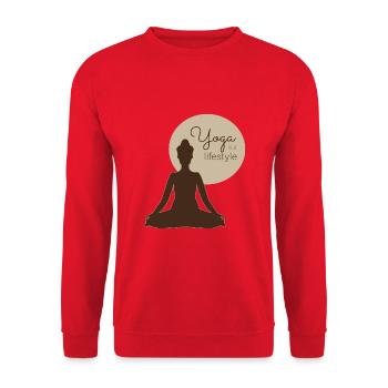 Yoga is a lifestyle - Unisex Pullover - Rot - Vorne - Alina (178cm) & Michal (187cm)