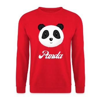 Panda Design Panda Kopf Weiss Schwarz Panda Bär - Unisex Pullover - Rot - Vorne - Alina (178cm) & Michal (187cm)