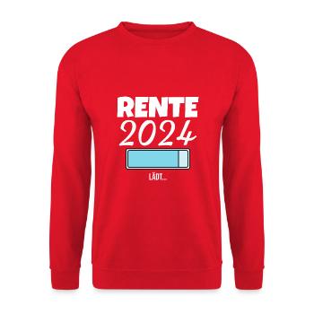 Rentner 2024 Ruhestand 2024 Der Countdown läuft - Unisex Pullover - Rot - Vorne - Alina (178cm) & Michal (187cm)