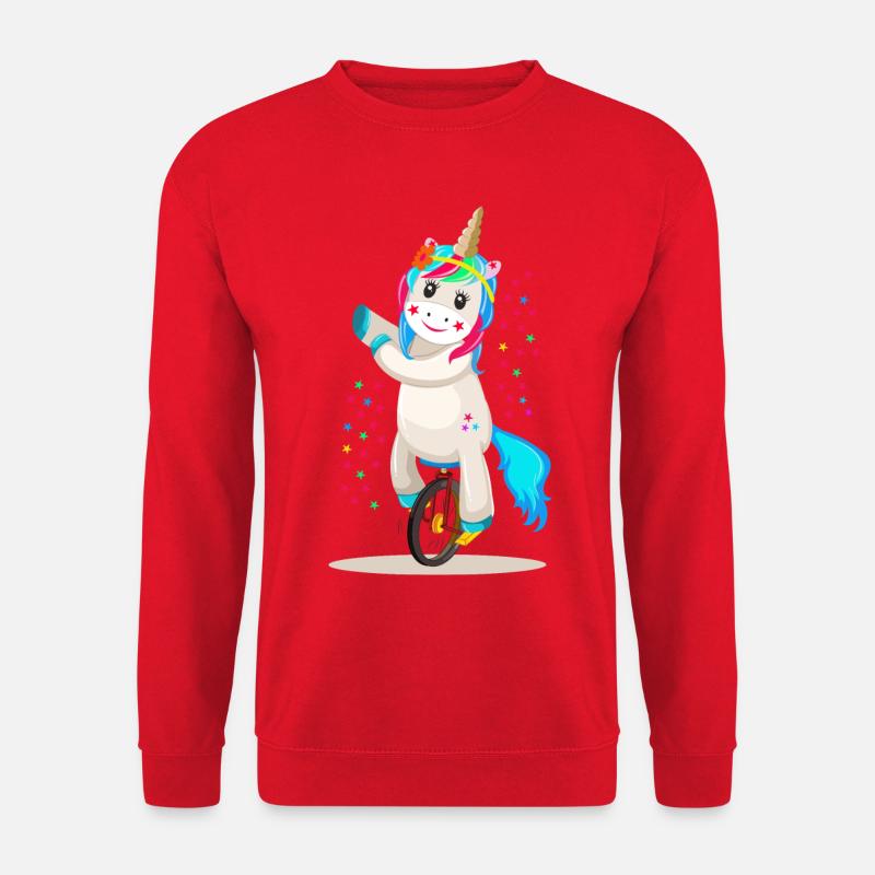 Einhorn Unicorn auf einem Einrad - Unisex Pullover - Rot