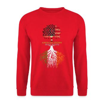 American Grown Irish Roots Irland Flagge - Unisex Pullover - Rot - Vorne - Alina (178cm) & Michal (187cm)