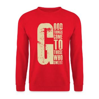 good things come to those who sweat - Unisex Sweatshirt - red - Front - Alina (178cm) & Michal (187cm)