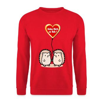 Valentinstag Herz Igel Paar - Unisex Pullover - Rot - Vorne - Alina (178cm) & Michal (187cm)