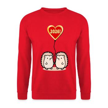Year 2026 Hedgehog Pairs - Unisex Sweatshirt - red - Front - Alina (178cm) & Michal (187cm)