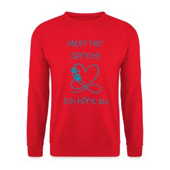 Mein_Tier_spricht - Unisex Pullover - Rot - Vorne - Alina (178cm) & Michal (187cm)