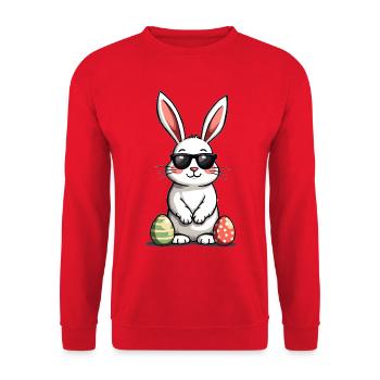 Cooler Osterhase - Unisex Pullover - Rot - Vorne - Alina (178cm) & Michal (187cm)