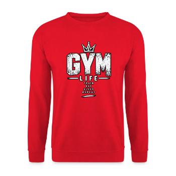 Gym Life Repeat - Unisex Pullover - Rot - Vorne - Alina (178cm) & Michal (187cm)