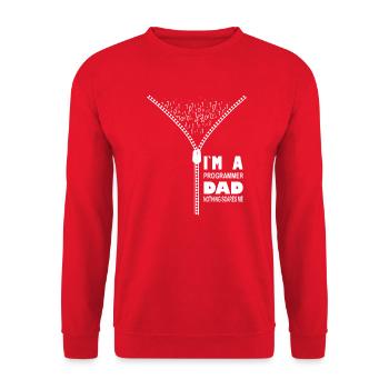 Ich bin ein Programmierer, Vater, nichts macht mir Angst - Unisex Pullover - Rot - Vorne - Alina (178cm) & Michal (187cm)