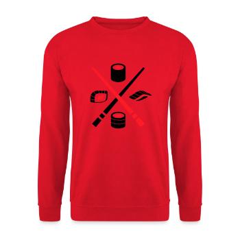 Sushi Logo - Unisex Pullover - Rot - Vorne - Alina (178cm) & Michal (187cm)