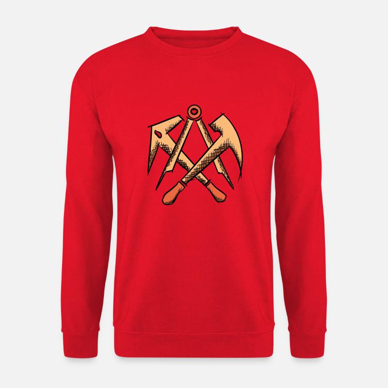 Roofer guild sign, hand-drawn. Drawing - Unisex Sweatshirt - red