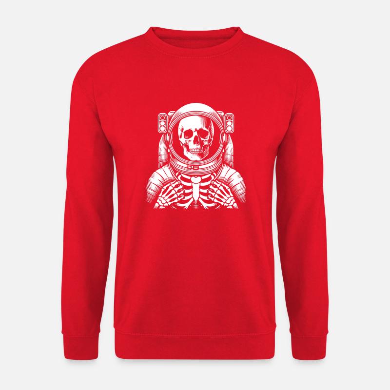 Skelett als Astronaut im Kosmos - Unisex Pullover - Rot