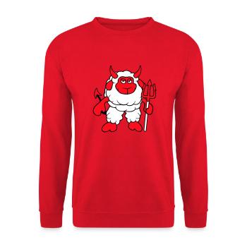 Sheep Devil Satan Hell Evil Trident Horns Cool - Unisex Sweatshirt - red - Front - Alina (178cm) & Michal (187cm)
