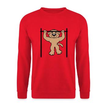 Chien Pull-ups Bar Muscles Gym Pull-Up Bar - Sweat-shirt Unisexe - rouge - Devant - Alina (178cm) & Michal (187cm)