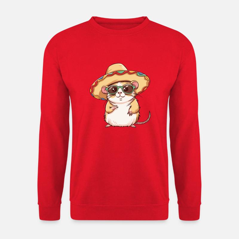 Hamster Lustig Sombrero - Unisex Pullover - Rot