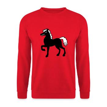 Cheval étalon cool fierté homme équitation cavalier hobby - Sweat-shirt Unisexe - rouge - Devant - Alina (178cm) & Michal (187cm)