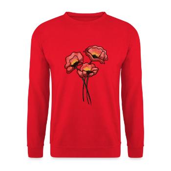 Poppies - Unisex Sweatshirt - red - Front - Alina (178cm) & Michal (187cm)