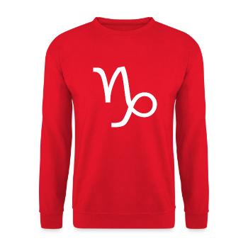 Sternzeichen Steinbock, exklusives T-Shirt Design - Unisex Pullover - Rot - Vorne - Alina (178cm) & Michal (187cm)