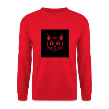 Katzenkopf - Unisex Pullover - Rot - Vorne - Alina (178cm) & Michal (187cm)