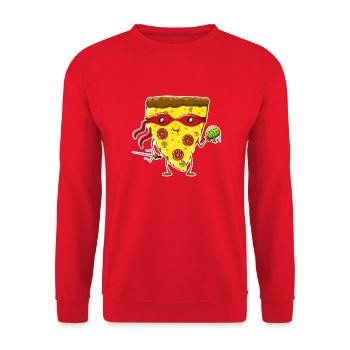 Ninja Pizza eats turtle - Sweat-shirt Unisexe - rouge - Devant - Alina (178cm) & Michal (187cm)