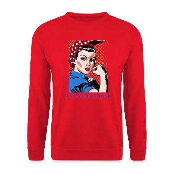 Power-Mama - Unisex Pullover - Rot - Vorne - Alina (178cm) & Michal (187cm)