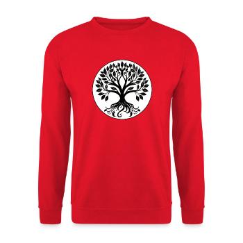 Baum des Lebens, Natur - Unisex Pullover - Rot - Vorne - Alina (178cm) & Michal (187cm)