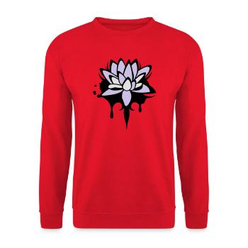 abstraktes Lotos Blüten Seerosen Graffiti - Unisex Pullover - Rot - Vorne - Alina (178cm) & Michal (187cm)