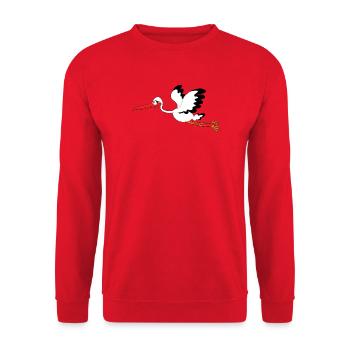 Cigogne Rigolote En Bande Dessinée - Sweat-shirt Unisexe - rouge - Devant - Alina (178cm) & Michal (187cm)