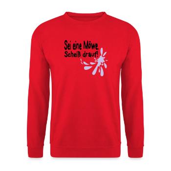Möwen Scheiß drauf--3 - Unisex Pullover - Rot - Vorne - Alina (178cm) & Michal (187cm)