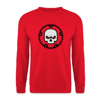 Fahrrad Totenkopf - Unisex Pullover - Rot - Vorne - Alina (178cm) & Michal (187cm)
