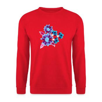Hypnotic flowers - Fleurs néons - Sweat-shirt Unisexe - rouge - Devant - Alina (178cm) & Michal (187cm)