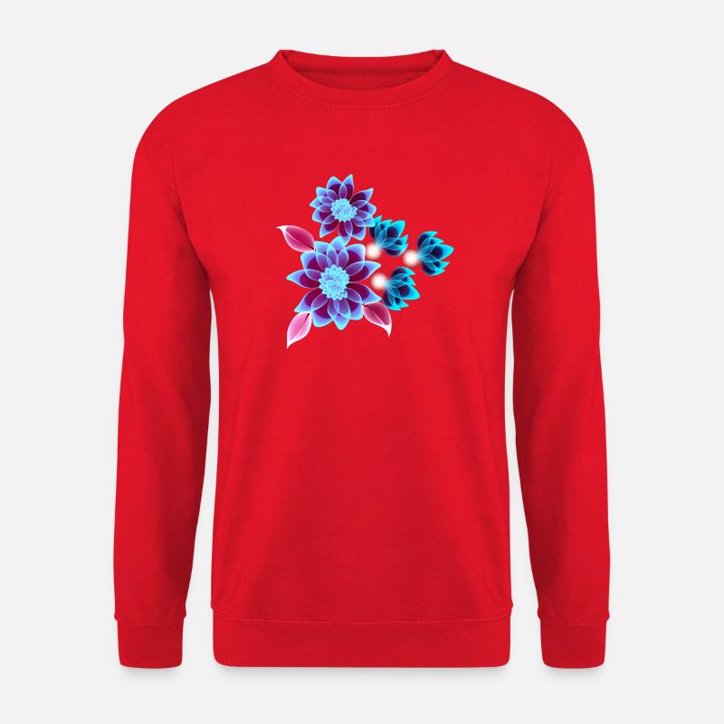 Hypnotische Blumen - Neonblumen - Unisex Pullover - Rot